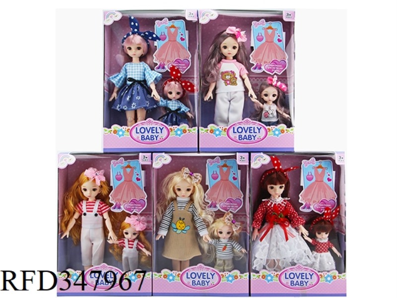 12 INCH 30 CM 20 JOINT SOLID BODY 3D REAL EYE BIG BARBIE WITH 6 INCH 16 CM 13 JOINT SOLID BODY SMALL