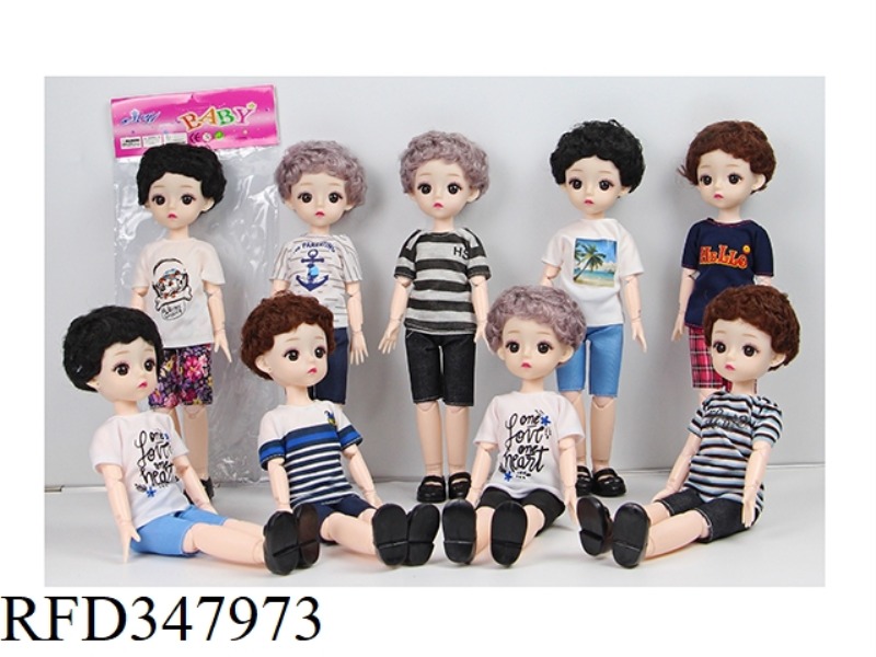 12 INCH SOLID BODY AND 13 JOINTS 3D REAL EYES SHORT HAIR BOY DOLLS ASSORTED
