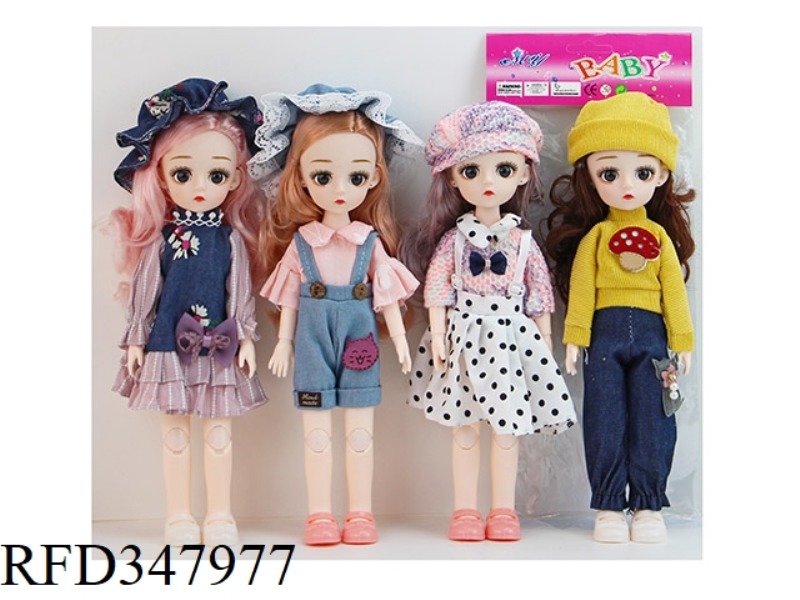 12 INCH SOLID BODY 13 SPHERICAL JOINT 3D REAL EYE BJD DOLL LOLI MULTICOLOR MIXED