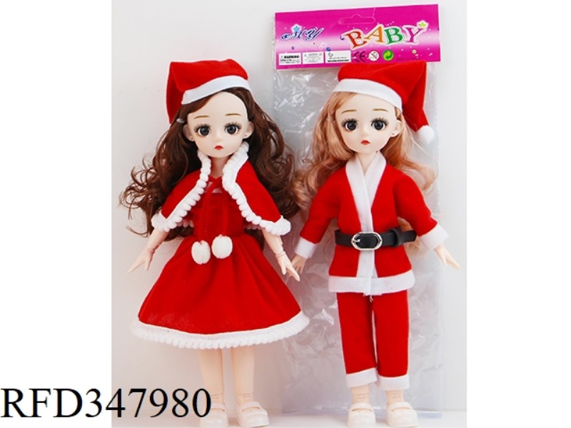 12 INCH SOLID BODY 13 SPHERICAL JOINTS 3D REAL EYE BJD DOLL CHRISTMAS COSTUME LOLI MULTICOLOR MIXED