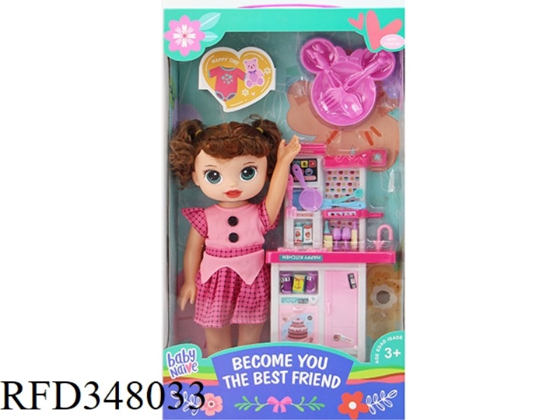 14-INCH HOLLOW BODY STRAIGHT-LEGGED FAT BOY DOLL WITH KITCHEN DINNER PLATE MUSIC IC WINDOW BOX (MULT