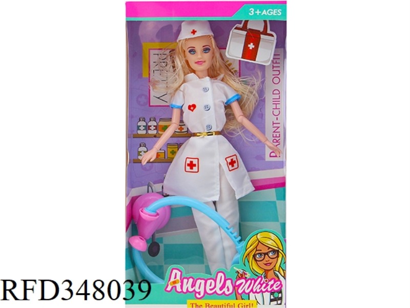 11.5 INCH SOLID BODY 9 JOINT DOLL GIFT BOX WITH STETHOSCOPE