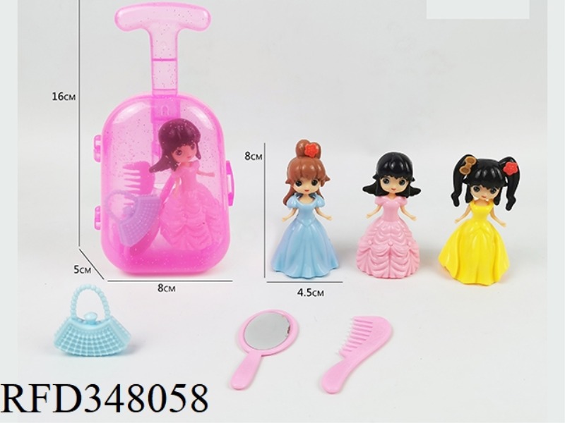 TRANSLUCENT TROLLEY CASE PLUS PRINCESS PLUS MIRROR, COMB, BAG