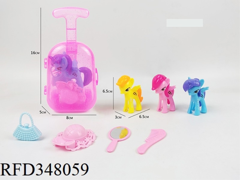 TRANSLUCENT TROLLEY CASE PLUS PONY PLUS HAT MIRROR COMB BAG