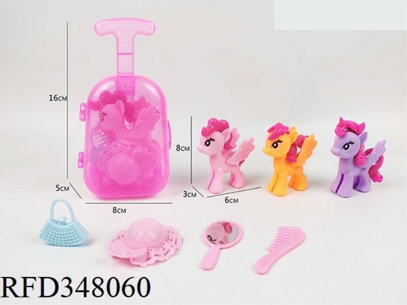 TRANSLUCENT TROLLEY CASE PLUS PONY PLUS HAT MIRROR COMB BAG