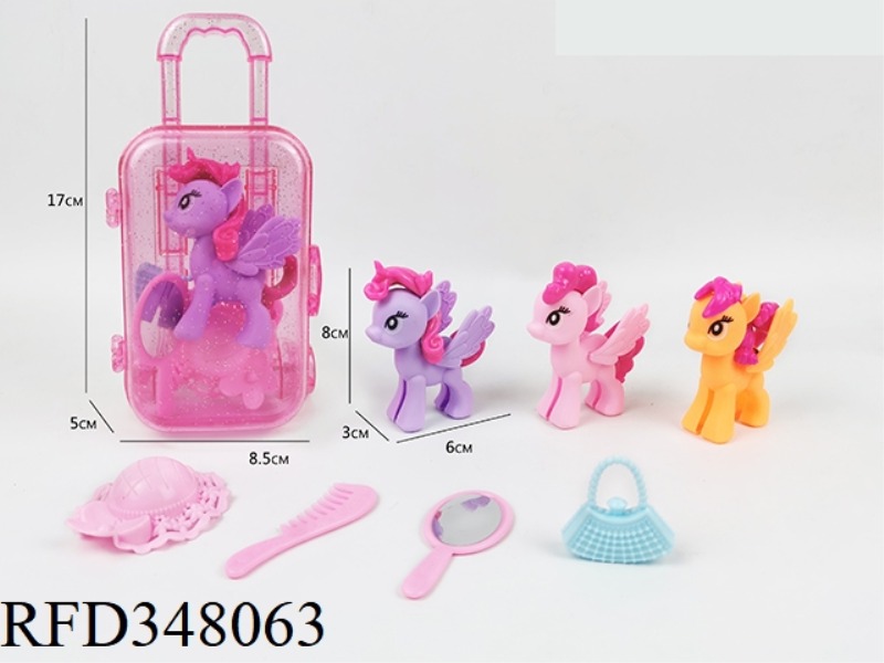 TRANSPARENT TROLLEY CASE PLUS PONY PLUS HAT MIRROR COMB BAG