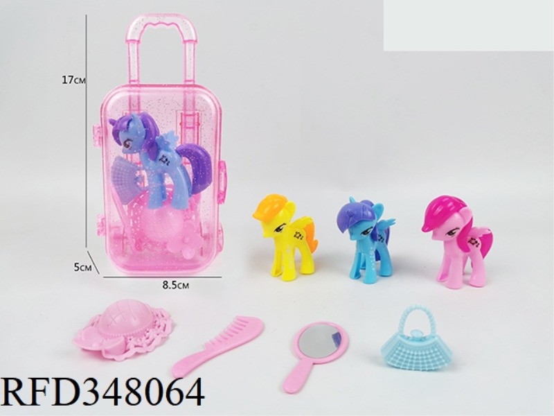 TRANSPARENT TROLLEY CASE PLUS PONY PLUS HAT MIRROR COMB BAG