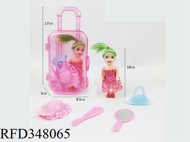 TRANSPARENT TROLLEY CASE PLUS THREE-INCH SOLID BODY KELLY PLUS HAT MIRROR COMB BAG