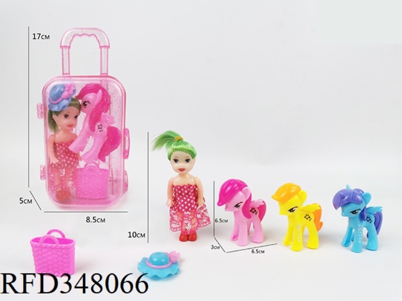TRANSPARENT TROLLEY CASE PLUS THREE-INCH SOLID BODY KELLY PLUS PONY HAT HAIRPIN BAG
