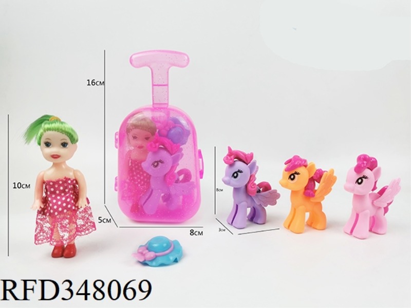 TRANSLUCENT TROLLEY CASE PLUS THREE-INCH SOLID BODY KELLY PLUS PONY HAT HAIRPIN