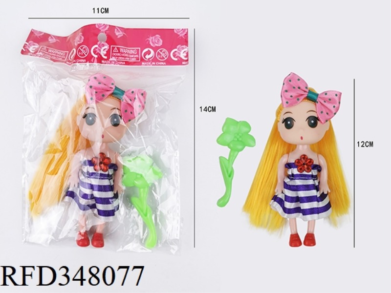 THREE-INCH SOLID BODY LONG-HAIRED LITTLE CONFUSED DOLL WITH CHEST DECORATION, BOWKNOT AND COMB