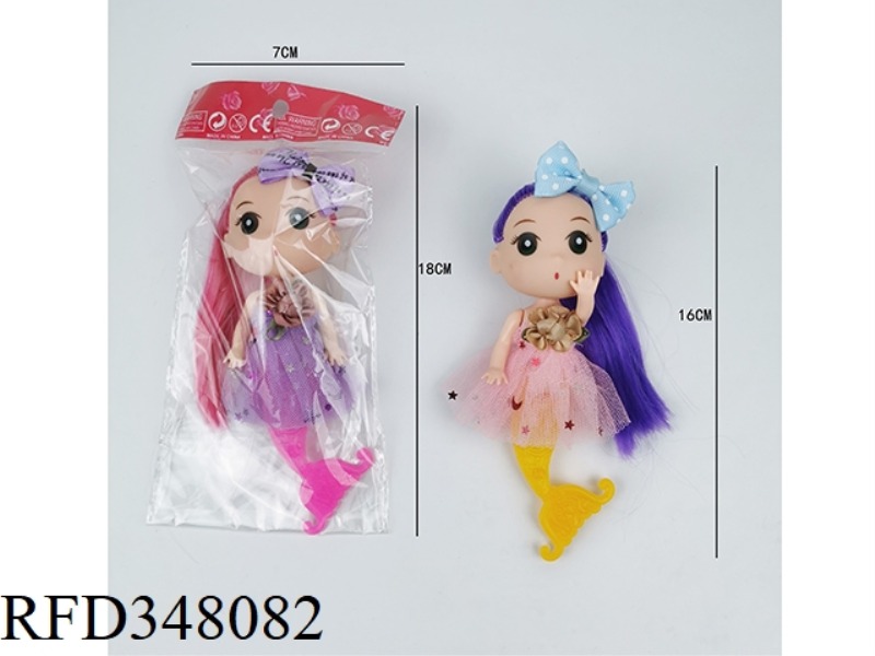 THREE-INCH SOLID BODY BIG CONFUSED MERMAID DOLL WITH CHEST ORNAMENT AND BOW HEADDRESS