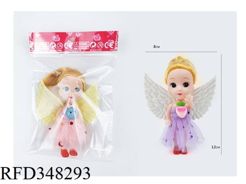 THREE AND A HALF INCH WEDDING DRESS CLOTH SOLID BODY GOLD POWDER WINGS LITTLE ANGEL LITTLE JANE DOLL