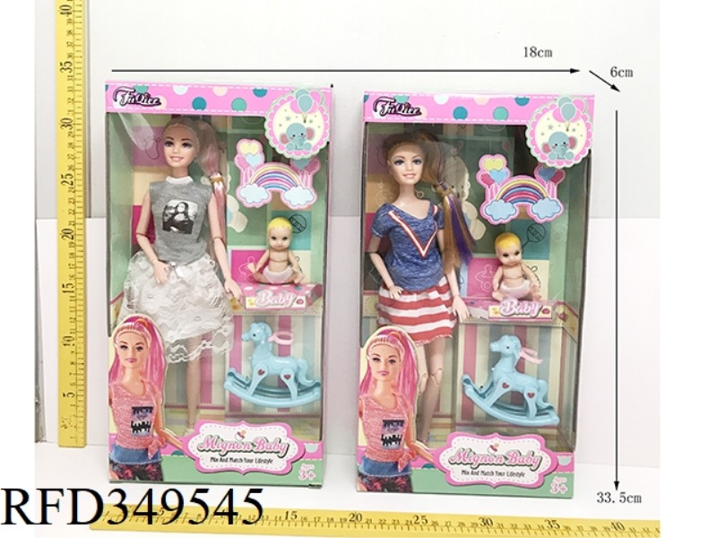 FASHION DOLL KID WITH WOODEN HORSE