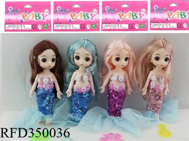 6 INCH SOLID BODY WITH 13 JOINTS 3D REAL EYEBALL DELICATE LITTLE LOLI MERMAID WITH ACCESSORIES 4 COL