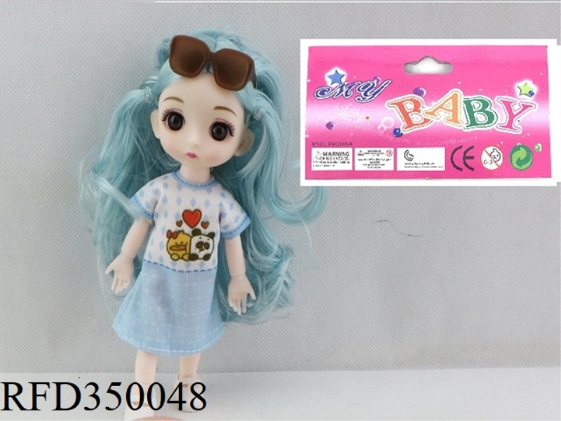 6 INCH SOLID BODY WITH 13 JOINTS 3D REAL EYEBALL DELICATE LITTLE LOLI WITH GLASSES