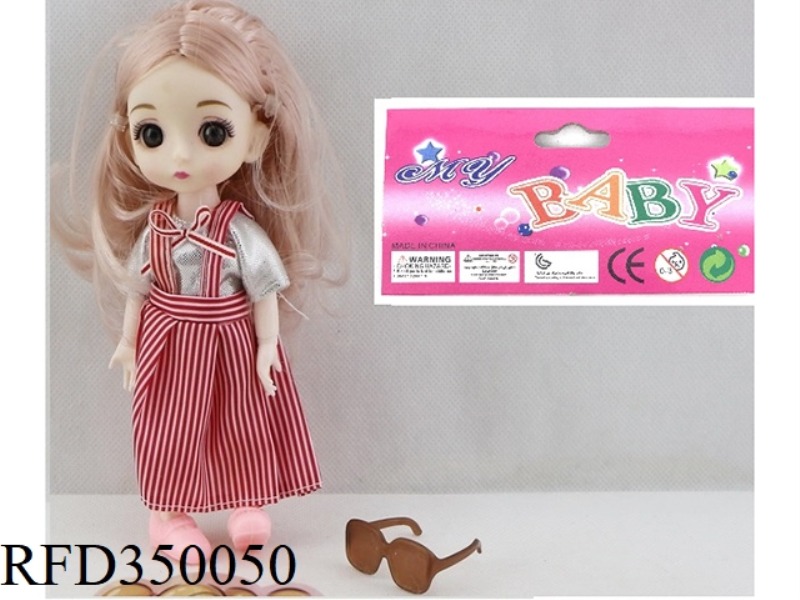 6 INCH SOLID BODY WITH 13 JOINTS 3D REAL EYEBALL DELICATE LITTLE LOLI WITH GLASSES