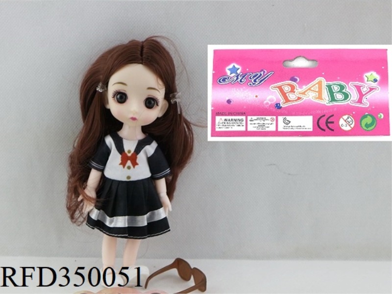 6 INCH SOLID BODY WITH 13 JOINTS 3D REAL EYEBALL DELICATE LITTLE LOLI WITH GLASSES
