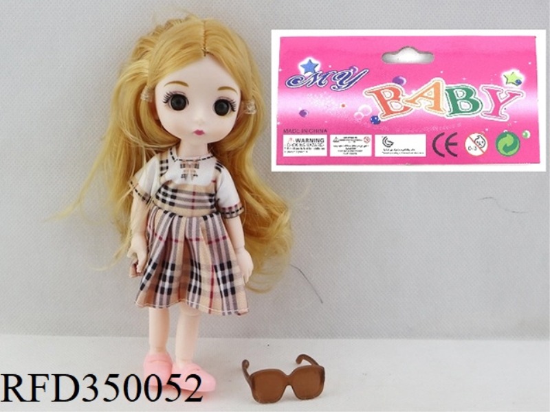 6 INCH SOLID BODY WITH 13 JOINTS 3D REAL EYEBALL DELICATE LITTLE LOLI WITH GLASSES