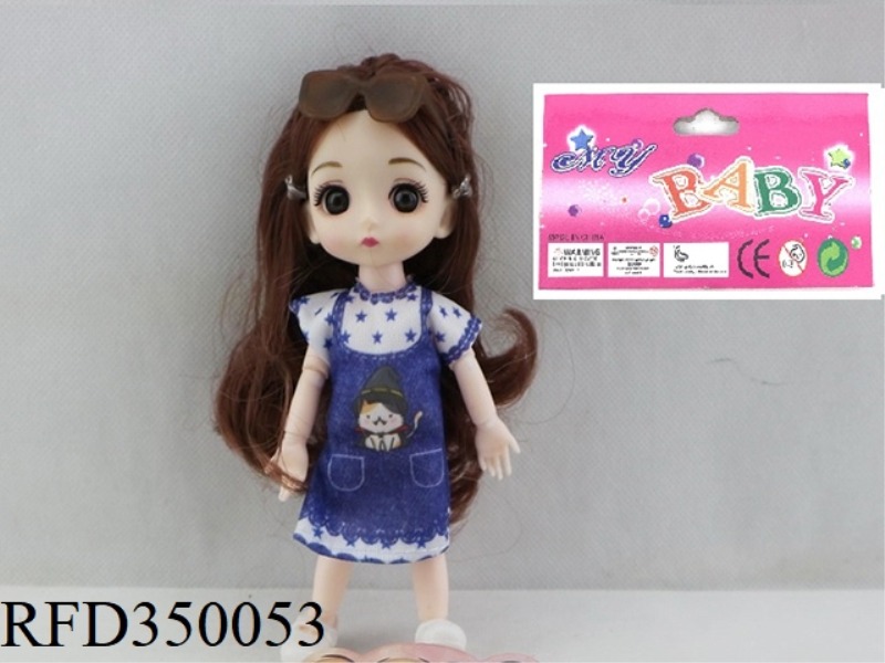 6 INCH SOLID BODY WITH 13 JOINTS 3D REAL EYEBALL DELICATE LITTLE LOLI WITH GLASSES