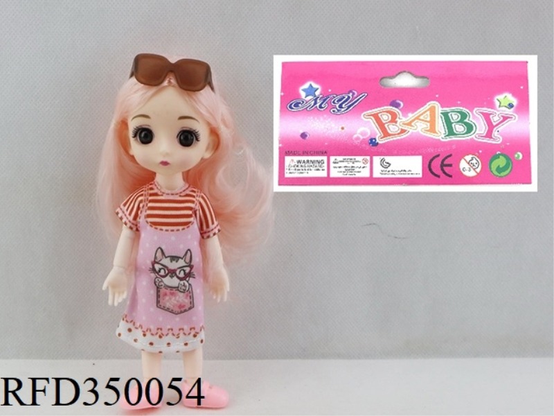 6 INCH SOLID BODY WITH 13 JOINTS 3D REAL EYEBALL DELICATE LITTLE LOLI WITH GLASSES