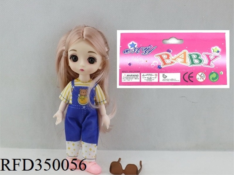 6 INCH SOLID BODY WITH 13 JOINTS 3D REAL EYEBALL DELICATE LITTLE LOLI WITH GLASSES