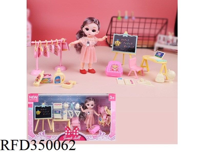 6 INCH SOLID BODY WITH 13 JOINTS 3D REAL EYES, EXQUISITE LITTLE LOLI WITH LEARNING SUIT + LAUNDRY SU