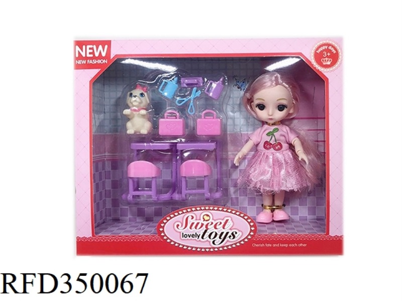 6 INCH SOLID BODY WITH 13 JOINTS 3D REAL EYES, DELICATE LITTLE LOLI WITH PET DOG HOUSE + BREEDING TO
