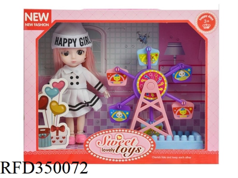6 INCH SOLID BODY WITH 13 JOINTS 3D REAL EYES, DELICATE LITTLE LOLI WITH FERRIS WHEEL