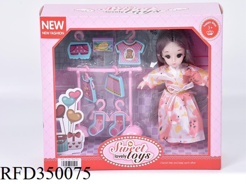 6 INCH SOLID BODY WITH 13 JOINTS 3D REAL EYES, DELICATE LITTLE LOLI WITH CLOTHES RACK + CLOTHES SET