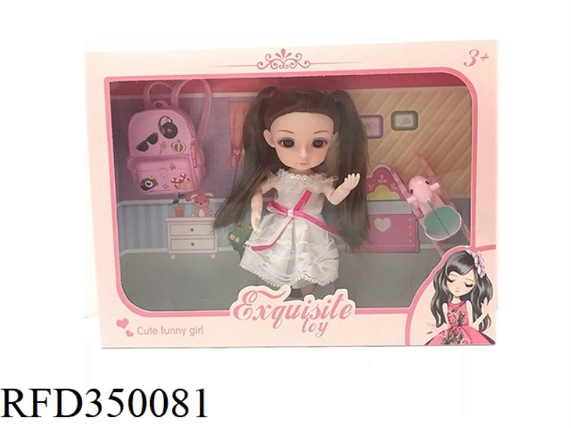 6 INCH SOLID BODY WITH 13 JOINTS 3D REAL EYES, DELICATE LITTLE LOLI WITH SCHOOLBAG + TROJAN HORSE