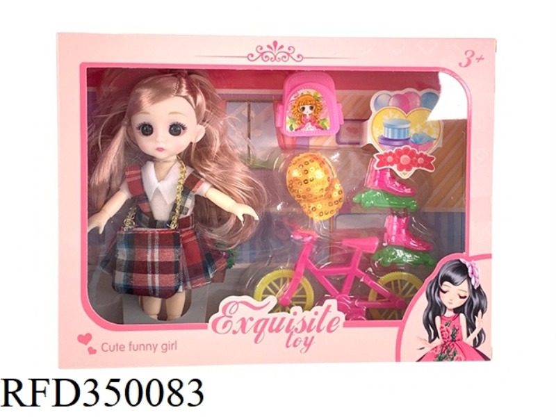 6 INCH SOLID BODY WITH 13 JOINTS 3D REAL EYES, DELICATE LITTLE LOLI WITH BICYCLE SKATE SET + SCHOOL