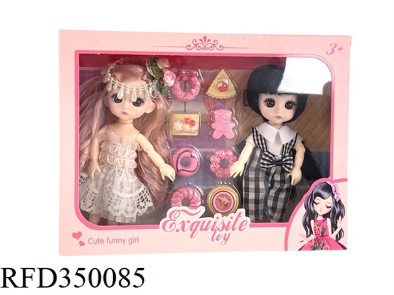 6 INCH SOLID BODY WITH 13 JOINTS 3D REAL EYEBALLS EXQUISITE LITTLE LOLI DOUBLE SET WITH DESSERT SET