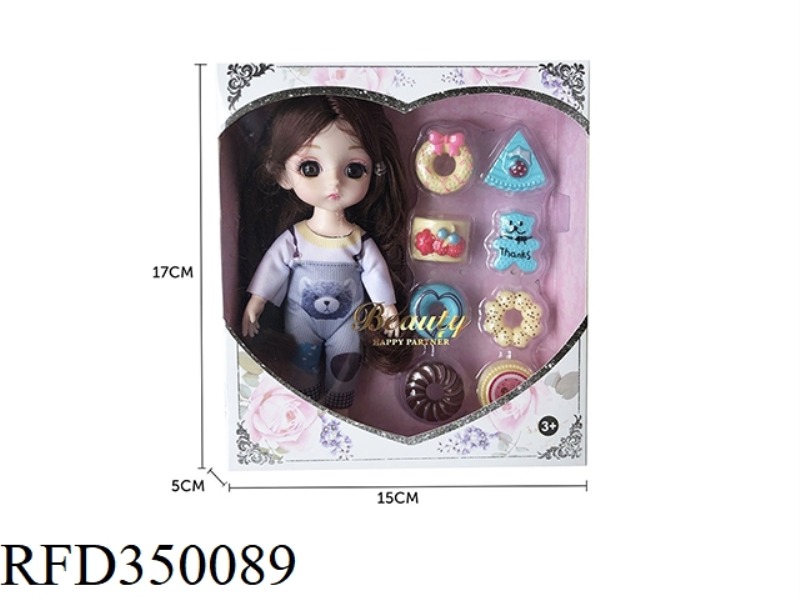 6 INCH SOLID BODY WITH 13 JOINTS 3D REAL EYEBALLS EXQUISITE LITTLE LOLI WITH DONUTS BLISTER ACCESSOR