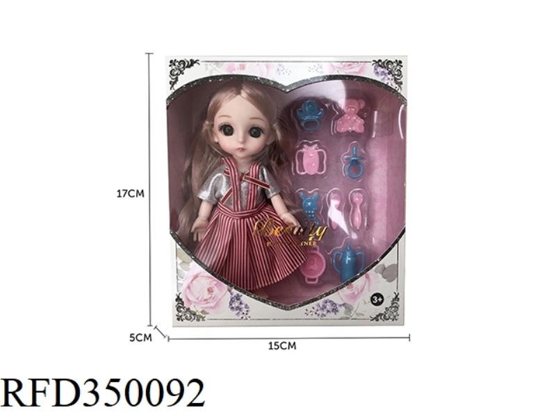 6 INCH SOLID BODY WITH 13 JOINTS 3D REAL EYES, DELICATE LITTLE LOLI WITH SMALL TOYS, BLISTER ACCESSO