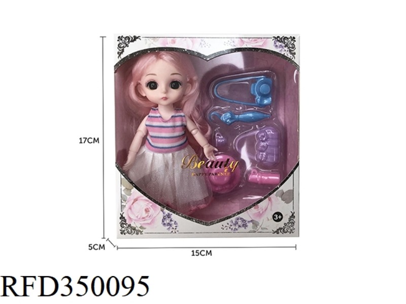 6 INCH SOLID BODY WITH 13 JOINTS 3D REAL EYES, DELICATE LITTLE LOLI WITH CAMERA, UMBRELLA BLISTER AC