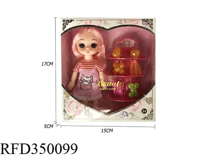 6 INCH SOLID BODY WITH 13 JOINTS 3D REAL EYES, DELICATE LITTLE LOLI WITH FRUIT SHELF, BLISTER ACCESS