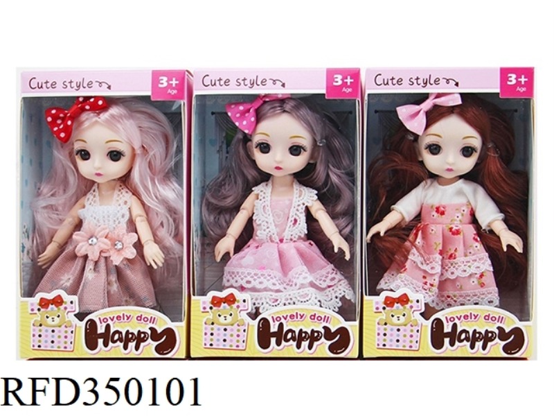 6 INCH SOLID BODY WITH 13 JOINTS 3D REAL EYES, DELICATE LITTLE LOLI, 3 COLORS MIXED