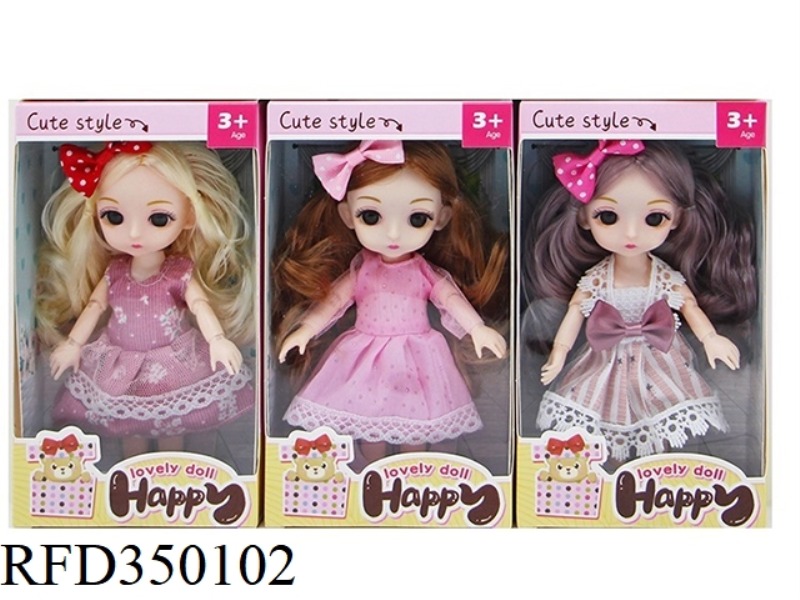 6 INCH SOLID BODY WITH 13 JOINTS 3D REAL EYES, DELICATE LITTLE LOLI, 3 COLORS MIXED