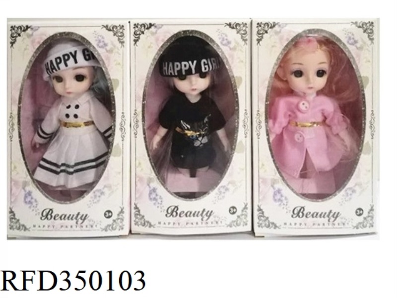 6 INCH SOLID BODY WITH 13 JOINTS 3D REAL EYES, DELICATE LITTLE LOLI, 3 COLORS MIXED