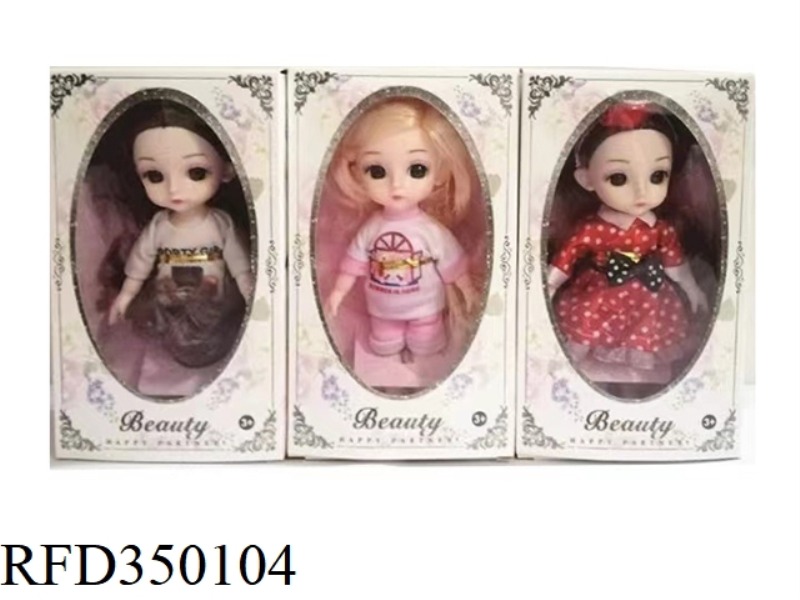 6 INCH SOLID BODY WITH 13 JOINTS 3D REAL EYES, DELICATE LITTLE LOLI, 3 COLORS MIXED