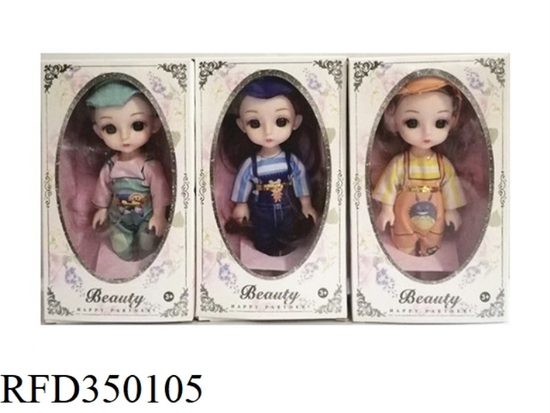 6 INCH SOLID BODY WITH 13 JOINTS 3D REAL EYES, DELICATE LITTLE LOLI, 3 COLORS MIXED