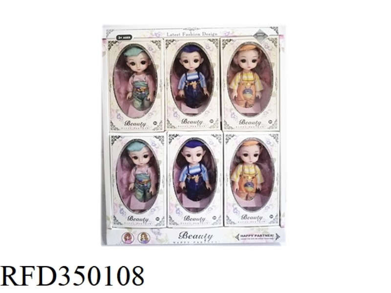 6 INCH SOLID BODY WITH 13 JOINTS 3D REAL EYEBALLS DELICATE LITTLE LOLI 3 COLORS MIXED 6PCS