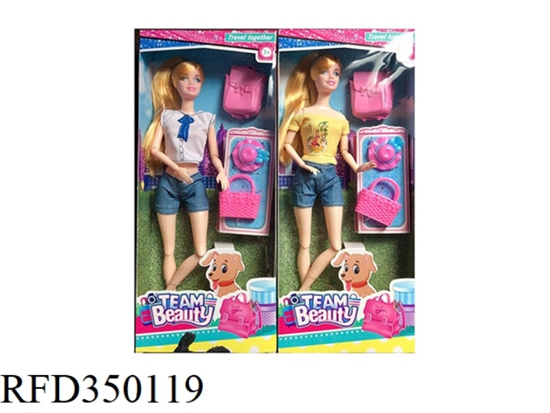 11.5 INCH SOLID BODY 12 JOINT CASUAL FASHION BARBIE WITH SCHOOL BAG + HAT HANDBAG 2 ASSORTED