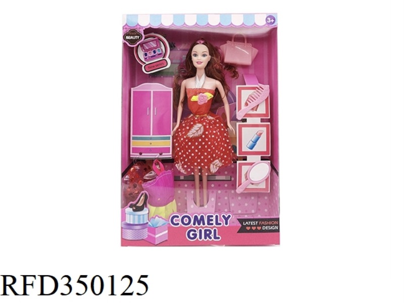 11.5-INCH SOLID LIVING HAND CASUAL FASHION BARBIE HANDBAG WITH COMB MIRROR + SKIRT