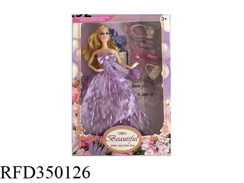 11.5 INCH SOLID BODY 12 JOINT WEDDING DRESS BARBIE WITH JEWELRY BLISTER SUIT