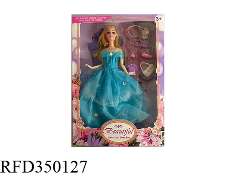 11.5 INCH SOLID BODY 12 JOINT WEDDING DRESS BARBIE WITH JEWELRY BLISTER SUIT