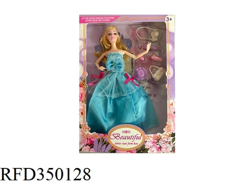 11.5 INCH SOLID BODY 12 JOINT WEDDING DRESS BARBIE WITH JEWELRY BLISTER SUIT