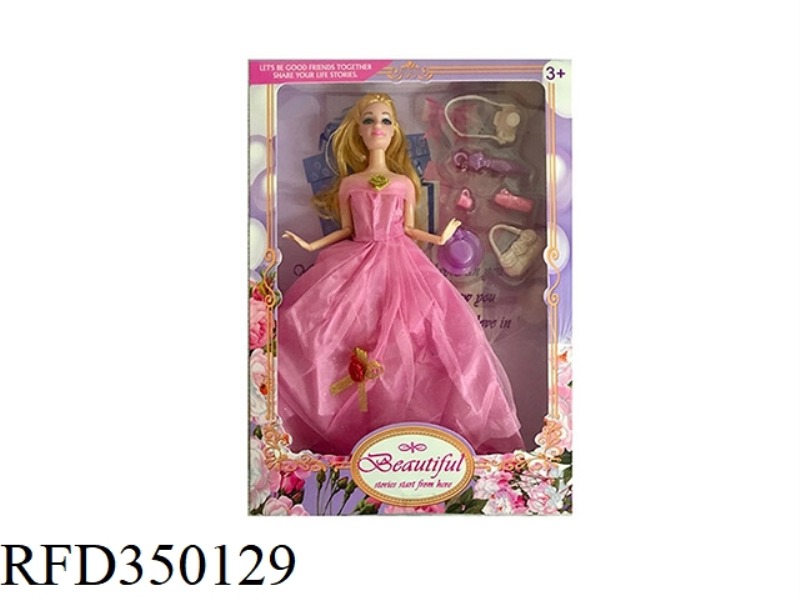 11.5 INCH SOLID BODY 12 JOINT WEDDING DRESS BARBIE WITH JEWELRY BLISTER SUIT