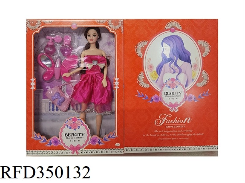 11.5-INCH REAL HAND FASHION BARBIE WITH HANDBAG + COSMETICS BLISTER SET